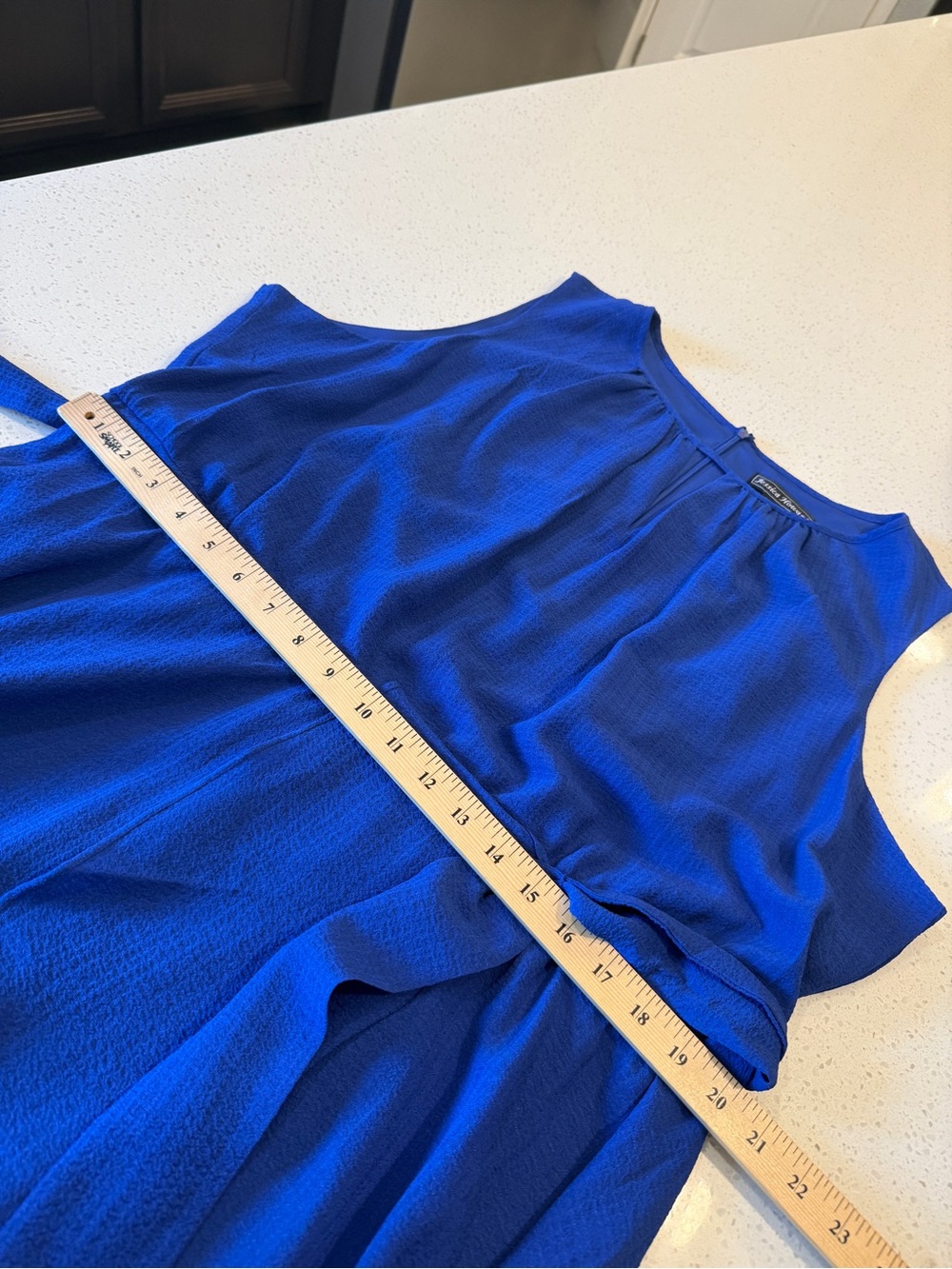 Jessica Howard Royal Blue Cascade Ruffle Tie Waist Sleeveless Dress Plus Size 20 - Picture 5 of 11